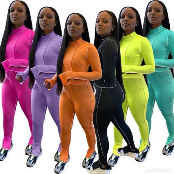 Roupas femininas agasalhos manga longa conjunto de 2 peças agasalho jogging camisa esportiva leggings moletom calças terno venda impressão lápis melhor qualidade