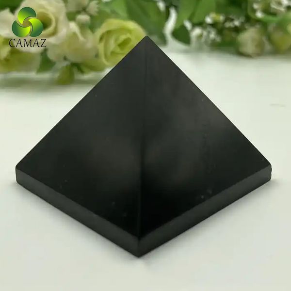 Genuíno natural shungite pirâmide torre energia pedra preciosa crua ponto cura chakra balanceamento bloqueador de radiação