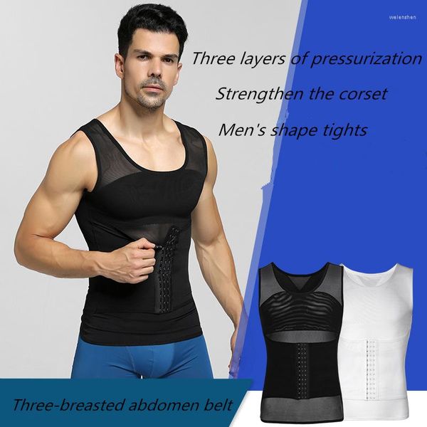 Yoga Outfit 2023 Corsetto da uomo Cintura modellante Corpo Petto Addome Wicking Palestra Fitness Perdita di grasso Traspirante Leggero Alta elasticità Sport