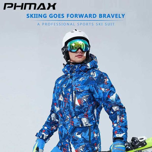 Diğer Spor Malzemeleri Phmax Kış Kayak Ceket Sıcak Dış Hava Rüzgar Geçirmez Kar Spor Ceketleri ve Pantolon Su Geçirmez Erkekler Snowboard Ceket HKD231106