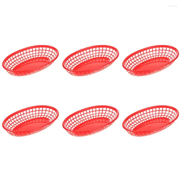 Conjuntos de louça 6 pcs cesta de plástico lanche doméstico pão vegetais cestas de frutas batatas fritas servindo prato casa desktop armazenamento