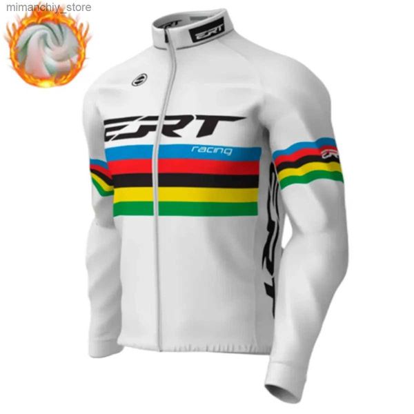 Conjuntos de camisa de ciclismo ERT Inverno Ciclismo Fece Thermal Bicyc Roupas Homens Long Seve Top Outdoor Vento Quente Jersey Casaco MTB Bicicleta Terno de Corrida Q231107