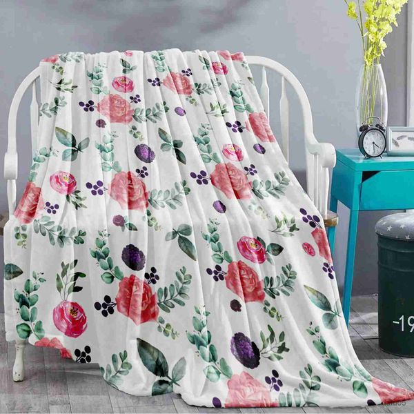 Cobertores Swaddling Rose Flower Flanela Cobertor Super Macio Leve Quente Sofá Cadeira Cama Escritório para Crianças e Adultos Viajando Presente de Acampamento R231106