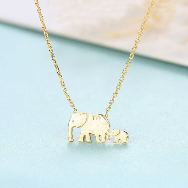 Дизайнерский 18к золотой слон S925 Серебряное подвесное ожерелье мода милое животное Женское ожерелье Удачи желать воротничко