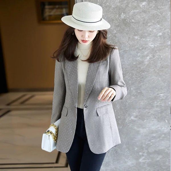 Ternos femininos 2023 Jacket Fashion Coffee OL Styles Fall Winter Blazers for Women Business Work Blaser Outwear Tops Plus Tamanho 4xl