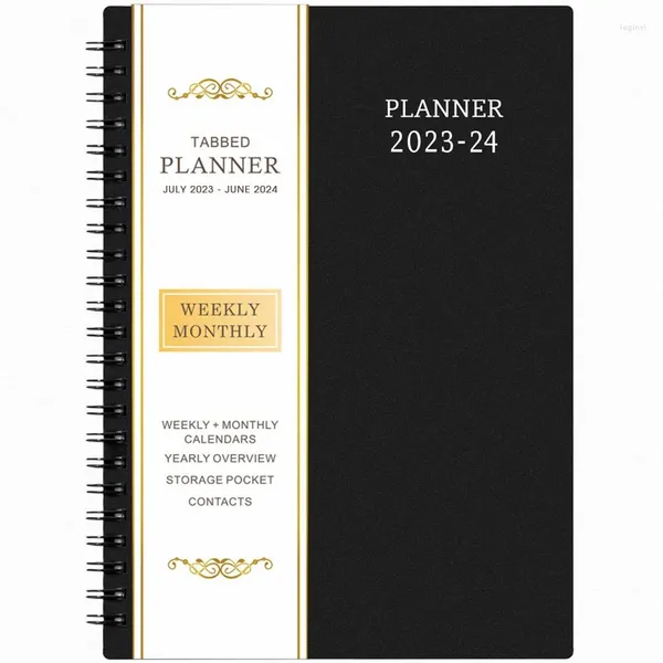 Planejador de agenda 2023-2024 com diário semanal e mensal, calendário, bloco de notas, papelaria de escritório, julho de 2023 - junho de 2024