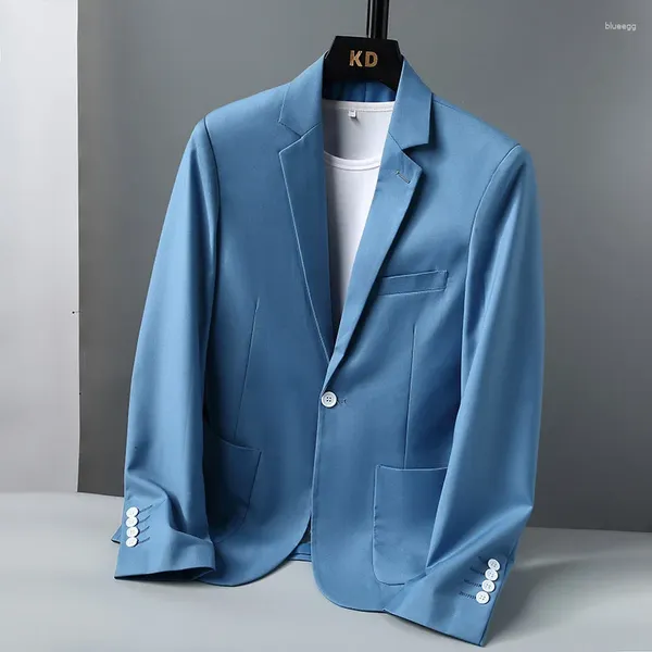 Männer Anzüge Mode Blazer Hohe Qualität Jugend Dünne Casual Anzug Kleid Party Trend Einfarbig Blau Gelb Jacke