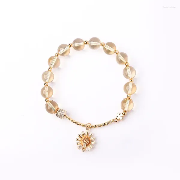 Charm-Armbänder, gelber Kristall-Sonnenblumen-Anhänger mit passendem Armband, perfektes Geschenk für Sie