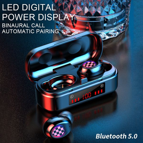 Auricolari Bluetooth TWS V5.1 V7 Cuffie wireless impermeabili per Android e iOS Cuffie stereo sportive con microfono