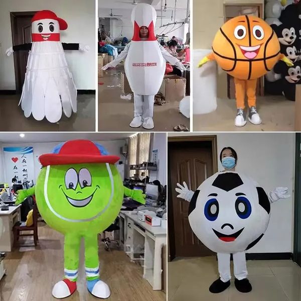 Roupas de boneca de desenhos animados de futebol profissional basquete badminton trajes da mascote adulto andando esportes boneca adereços festa carnaval desempenho