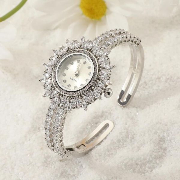 Armreif Ankunft Mode Einzigartiges Design Uhr Armband Manschette CZ Zirkon Luxus Frauen Hochzeit Schmuck Jahrestag Geschenk