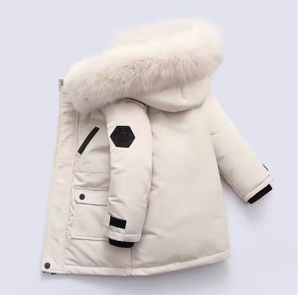 2023 inverno designer crianças casaco para baixo jaqueta para meninos real pele de guaxinim grosso quente bebê outerwear casacos 2-12 meninas jaquetas anos criança alta qualidade