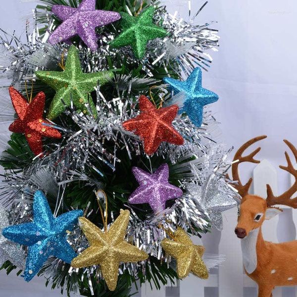 Рождественские украшения Doreenbeads Звезда украшения деревьев с блестками колокольчики Год рождественская вечеринка дом 2 размеры случайный цвет 6 шт./Пакет