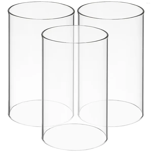Titulares de vela 3 pcs à prova de vento abajur desktop tons de vidro titular aberto cobre tampas de mesa decoração de casamento lanterna