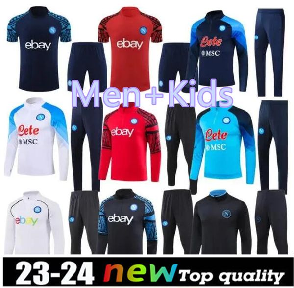 2023 2024 Napoli Trailsuit Forma Futbol Kvaratskhelia Minjae Zielinski H.Lozano Osimhen Politano Track Ceket Erkekler Çocuklar Çocuklar Egzersiz Spor Giyim6