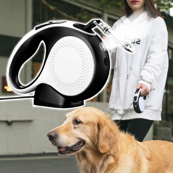 Colarinho de cachorro designer de luxo coleira forte líder de estimação retrátil recarregável sem puxar liberação rápida para treinar cães com alça anti -deslize