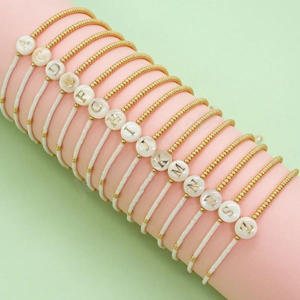 Boho simples pulseira fina de pulseira A-Z Letra inicial Pulseiras de charme jóias de moda para mulheres Girls Gold Color Breads Bracelet