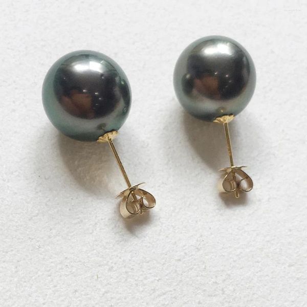 Bolzenohrringe echte Au750 18K Gold Natur Tahitian Pearl Ohrring- gute Qualität Tahiti 10-11 mm Meersalz