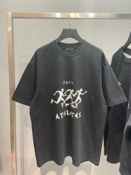 23ss Роскошная дизайнерская футболка с коротким рукавом в стиле хип-хоп в полярном стиле с алфавитным узором, повседневная мода, необходимая свободная эластичная хлопковая футболка для мужчин и женщин