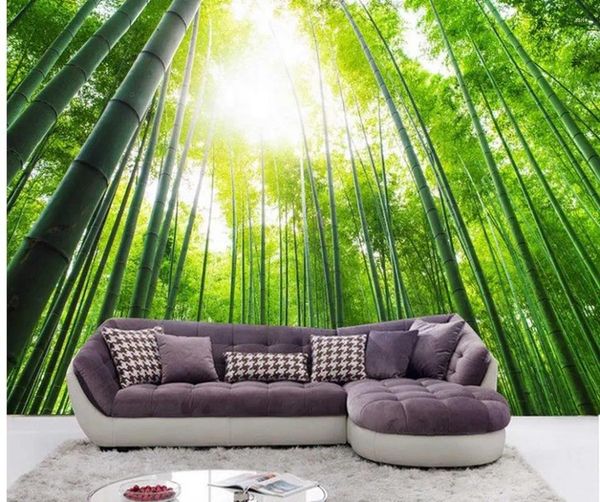 Wallpapers Po Wallpaper For Walls Mural 3d Green Bamboo Background Wall Living