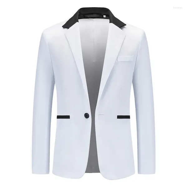 Abiti da uomo 2023 Giacche da uomo Blazer Cappotto Slim Fit Smart Casual Primavera Sottile Abbigliamento moda Asiatico monopetto coreano Nero