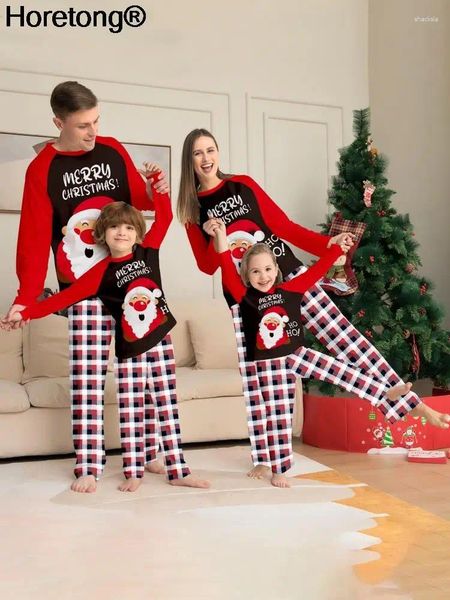 Pijamas femininos Feliz Natal Família Combinando Pijama Conjunto Cartoon Cute Elk Padrão Natal Look Mamãe Pai Crianças 2 Peças Terno BabyDog Romper