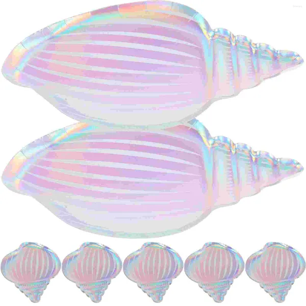 Conjuntos de louça 24 pcs Conch Shell Papel Jantar Talheres para Beach Pool BBQ Picnic Party Fontes