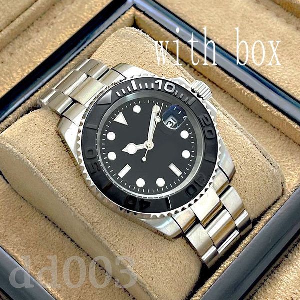 Terno decorativo relógio de luxo relógios masculinos de grife 40mm mostrador preto montre homme gholiday ifts aço inoxidável pulseira dobrável movimento relógio cavalheiro SB037 C23