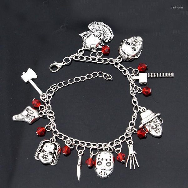 Link Bracelets Chain Horror Movie Charm Bracelet Ghost Men Mulheres Halloween Fantas -figurino Presente para braceleção pendente