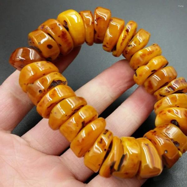 Link pulseiras presente moda jóias acessório pulseira âmbar natural cera de abelha ábaco frisado mão