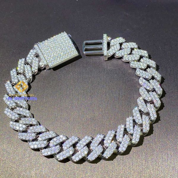 Bracciale cubano Hip Hop Moissanite ghiacciato a prezzo di fabbrica basso Bracciale a catena cubana a maglia cubana da uomo con diamanti di alta qualità