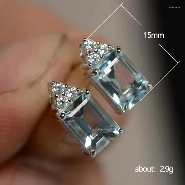 Orecchini a bottone Quotidiano Semplice Cubic Zirconia Orecchio quadrato pavimentato Orecchino da donna ipoallergenico in cristallo color argento delicato alla moda