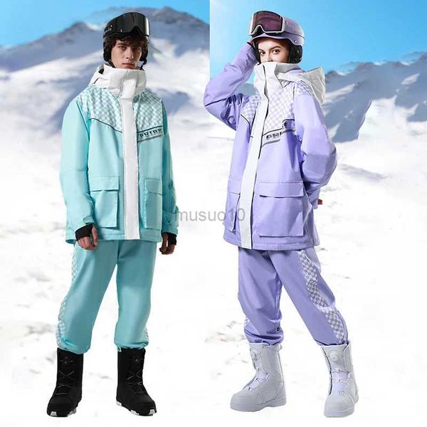 Diğer spor malzemeleri açık dağ adam kayak setleri kapüşonlu rüzgar geçirmez ceket pantolon kadınlar kar takım elbise spor alpini erkek eşofmanlar karayolu kıyafetleri hkd231106