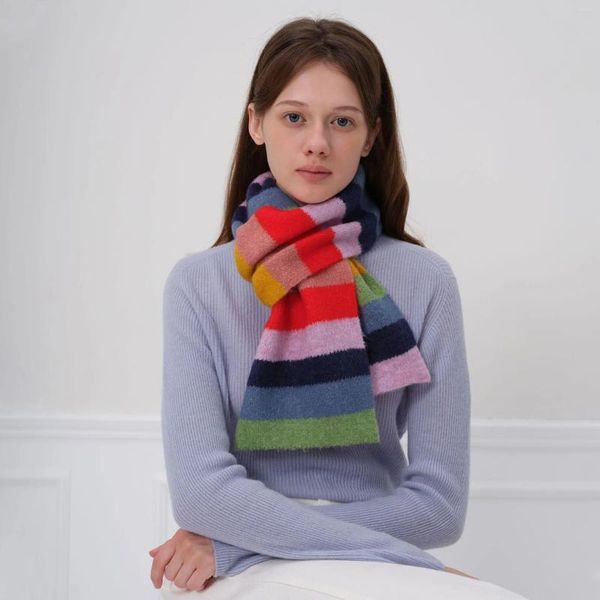 Sciarpe 2023 Scialle invernale in cashmere per donna Senso di calore senior con sciarpa a righe colorate da uomo