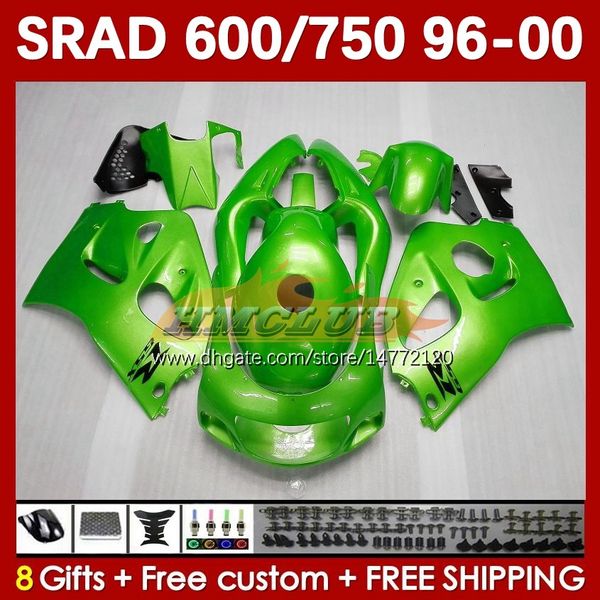 Fairings de motocicleta para SUZUKI SRAD GSXR 750 600 CC 600CC 96 97 98 99 00 168No.88 estoque verde GSX-R750 GSXR600 1996 1997 1998 1999 2000 GSXR750 GSXR-600 750CC 96-00 Corpo