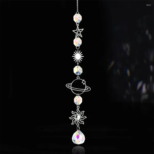 Dekoratif Figürinler Kristal Rüzgar Zil Asmaları Kolye Gümüş Evren Star Moon Creative Home Aeolian Bells Winding Dekorasyonu İçin