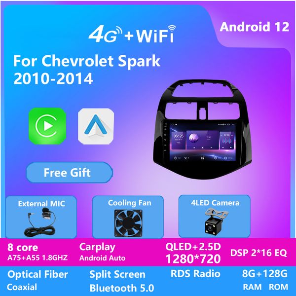 Android 13 GPS Autoradio Video Per Chev Spark 2010-2014 Lettore di Navigazione Multimediale DSP IPS CarPlay