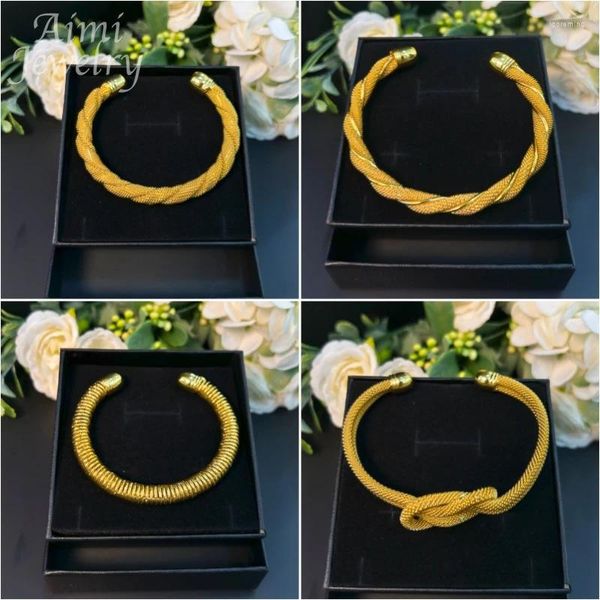 Armreif 18K Gold Ethnische Perlenfarbe Dubai Armreifen Für Frauen Überzogene Afrikanische Armbänder Hochzeit Geschenk Wholesa