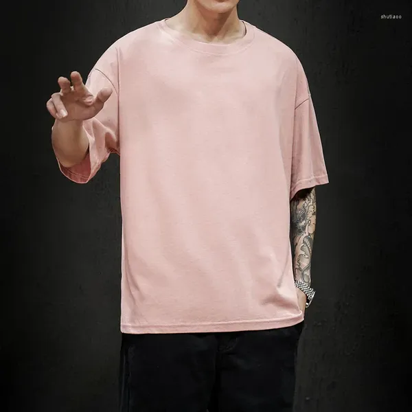 Abiti da uomo B0132 T-shirt moda estiva T-shirt classica manica corta solida casual T-shirt hip-hop oversize in cotone da uomo 5XL