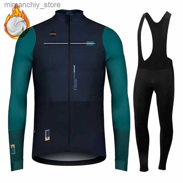 Radtrikot-Sets 2023 Neu KR INEOS-Herren-Radsportbekleidungsset Thermowolle Langes Wollset und lange Hosen für Outdoor-Mountainbike-Reiten Q231107