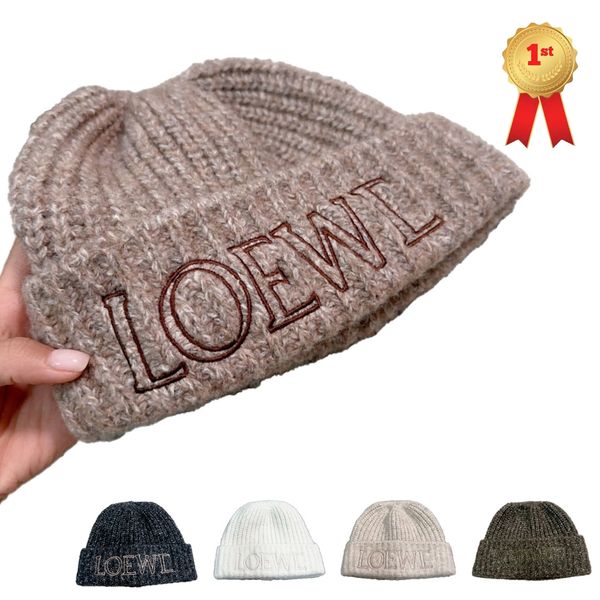 Lowe Hat Resmi Web Sitesi 1: 1 Yüksek Kaliteli Kapaklar 2023 Kış Lüks Tasarımcı Beanie Erkek ve Kadınlar Sıcak Örme Şapkalar