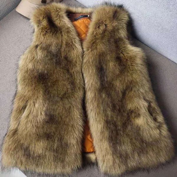 Coletes masculinos inverno falso colete de pele para homens moda quente casual solto curto gilet colete casaco imitação raposa cabelo sem mangas jaquetas homem 2023 231106