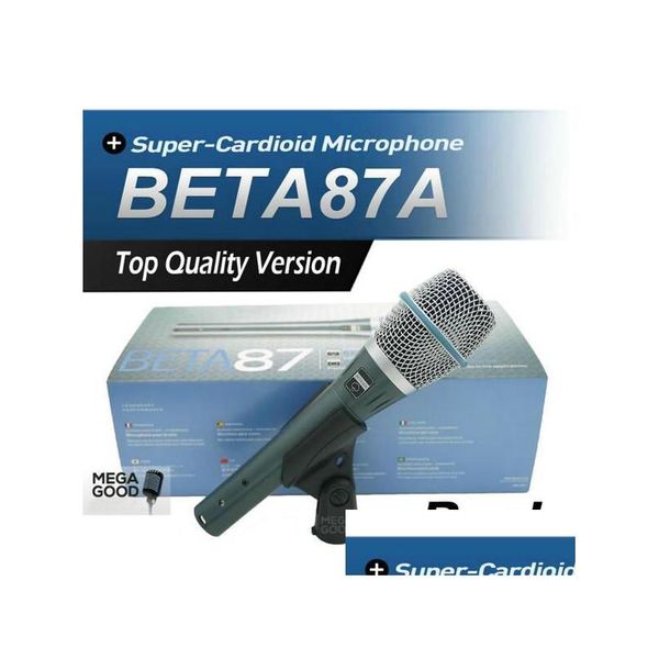 Mikrofone Verkauf Echtes Kondensatormikrofon Beta87A Top Qualität Beta 87A Supernierengesang Karaoke Handmikrofon Mike Mic Drop Dhj4H