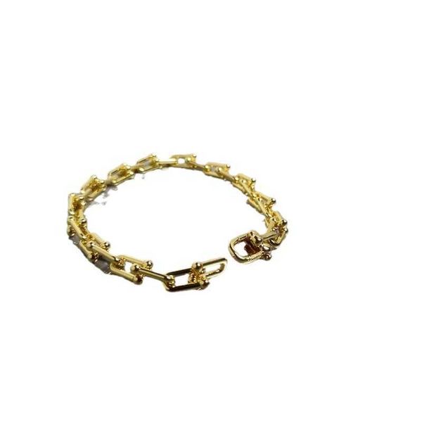 Hochwertiges Mi Jin Tiffay U-förmiges ineinandergreifendes Hufeisenarmband mit exquisiter Handwerkskunst, High-End-Version, leichte Luxus-Vakuum-Galvanik, V-Gold, heiß