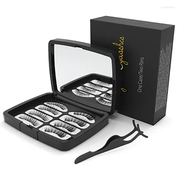 Falsche Wimpern Mix 2 Paar Doppelmagnet Wimpern Set 3D magnetisch mit Acrylbox wiederverwendbares Make-up-Tool Mädchengeschenk