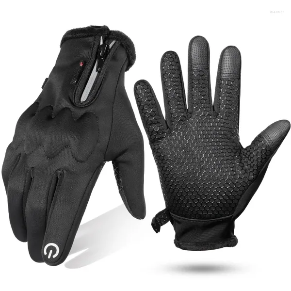 Gants de cyclisme thermiques pour hommes, équitation d'hiver, vélo, Moto, résistant à l'eau, doublure d'écran tactile, gants de ski antidérapants chauffants