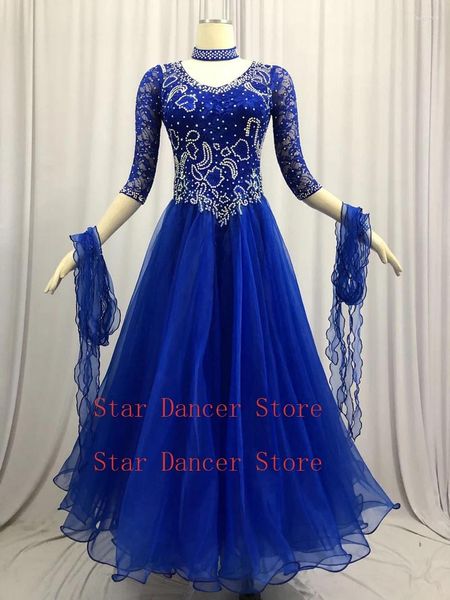 Сценическая одежда, бальные конкурсные танцевальные платья, женское современное платье для вальса, королевская синяя стандартная юбка, женская юбка