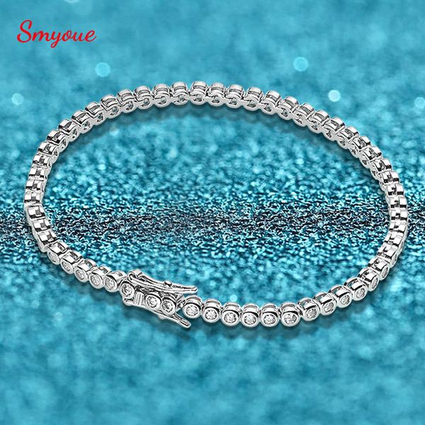 Очарование браслетов Smyoue 2mm All Silicone Tennis Bracelet Мужская вечеринка моделируемая бриллиантовая цепь 925 изысканные ювелирные украшения стерлингового серебра.