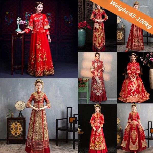 Roupas étnicas Tendência Oriental Noiva Chinês Casamento Vestido Oversized 100 kg Mulher pode usar traje de tamanho grande para Oversea Asian