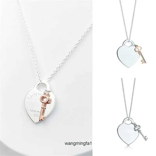 Collane Collane Collana con ciondolo a forma di cuore e chiave per donna 1 argento sterling 925 Gioielli di lusso Regali Co Drop Tiff Thome